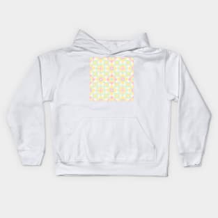 Pink, yellow and turquoise granny squares over cream Kids Hoodie